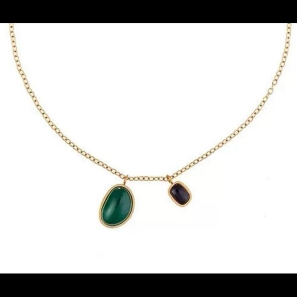 Gold plated emerald pendant anklet